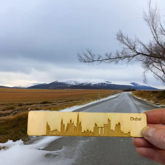 Bookmark - Dubai Skyline - Birch wood {6}