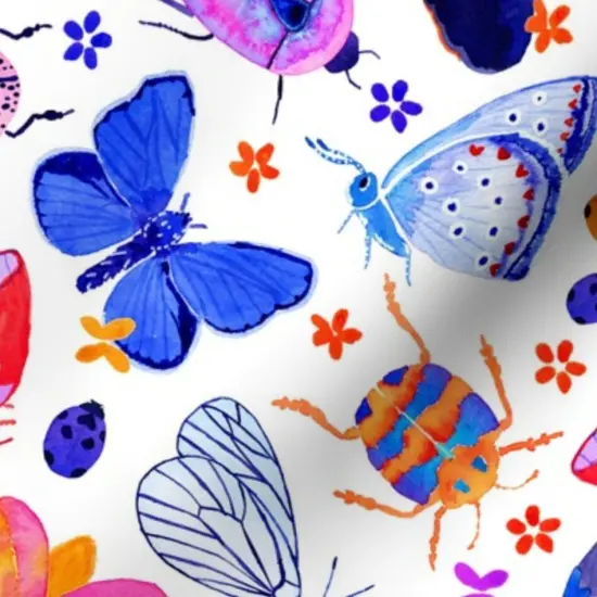 Various Fabrics by the Yard or Fat Quarter Modern Butterfly Butterflies Whimsical Insects Bugs Purple Blue Pink Watercolor Modern Custom Printed Fabric by Spoonflower {7}