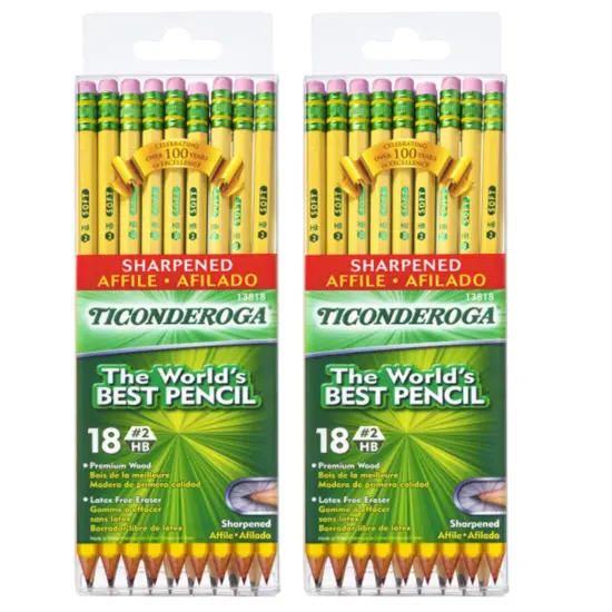 Pencils, #2 Soft, Yellow, Presharpened, 18 Per Pack, 2 Packs {1}