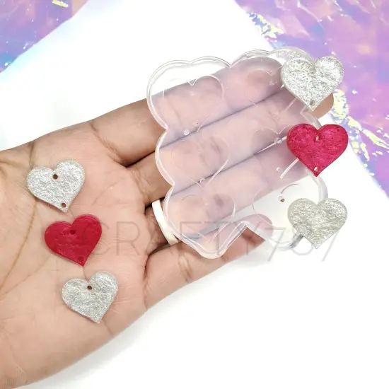Plain 3 Heart Dangle Earring Silicone Mold (D3) {1}