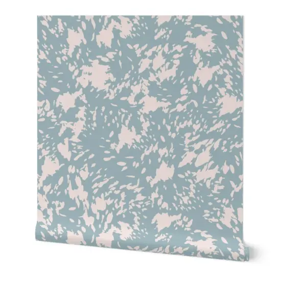 Peel & Stick Wallpaper 2FT Wide Duck Egg Blue Abstract Jungle Aqua Cream Modern Custom Removable Wallpaper by Spoonflower {7}