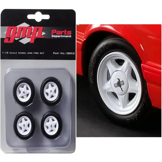 Pony Wheels And Tires Set Of 4 Pieces From "1992 Ford Mustang Lx" 1/18 By Gmp {1}