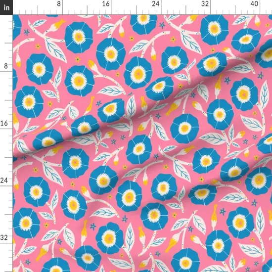Various Fabrics by the Yard or Fat Quarter Pink Floral Bright Flowers Nature Vibrant Meadow Spring Summer Garden Kitsch Folk Scandi Large Scale Custom Printed Fabric by Spoonflower {1}