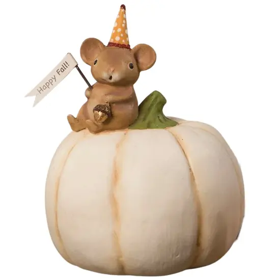 Happy Fall Mouse On Pumpkin 5" {1}