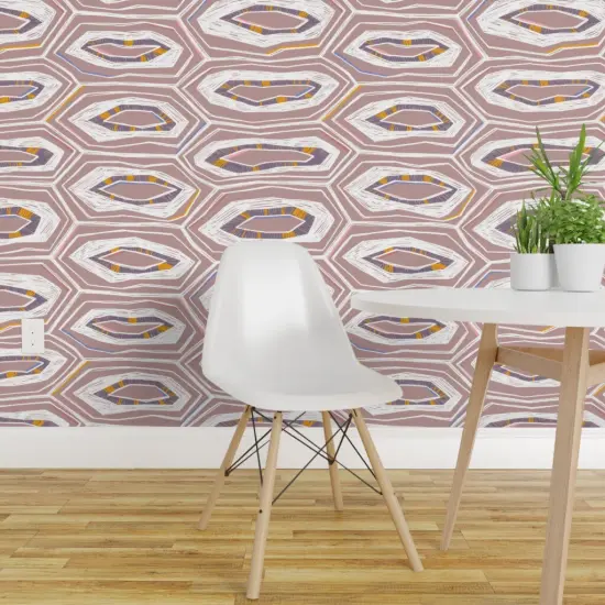 Pre-Pasted Wallpaper 2FT Wide Tortoiseshell Geometric Bold Abstract Hand Drawn Animal Print Hexagon Custom Pre-pasted Wallpaper by Spoonflower {1}