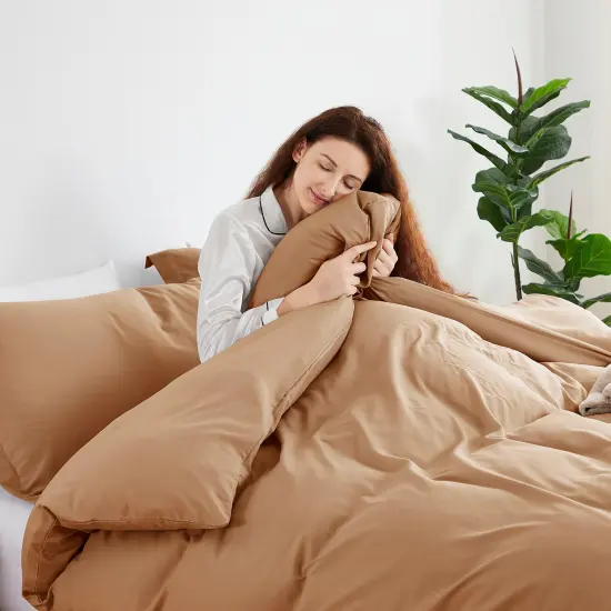 Nestl Double Brushed Microfiber Duvet Cover Set Mocha Brown {3}