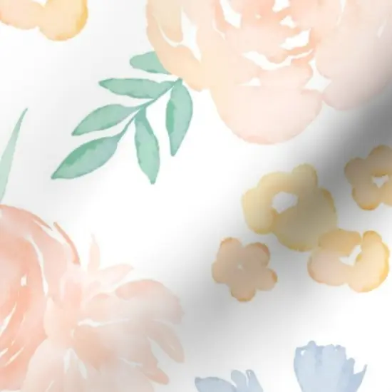 Various Fabrics by the Yard or Fat Quarter Watercolor Floral Pink Yellow Roses Flowers Medium Scale Custom Printed Fabric by Spoonflower {7}