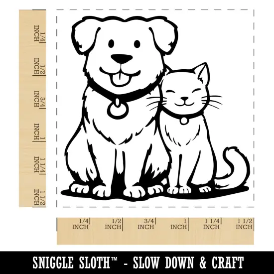 Dog and Cat Best Pet Friends Self-Inking Rubber Stamp Ink Stamper Blue {1}