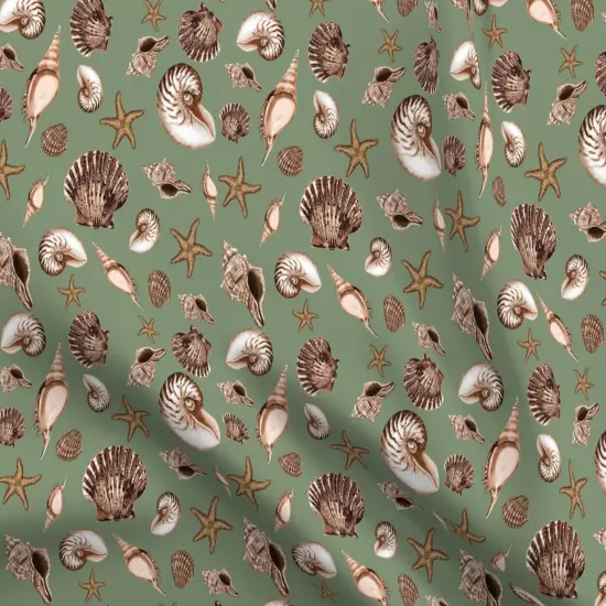Various Fabrics by the Yard or Fat Quarter Under The Sea Beach Nautilus Nautical Shells Starfish Seashells Marine Life Ocean Custom Printed Fabric by Spoonflower {5}