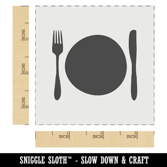 Place Setting Fork Knife Plate Utensil Eating Sketch Wall Cookie DIY Craft Reusable Stencil {5}