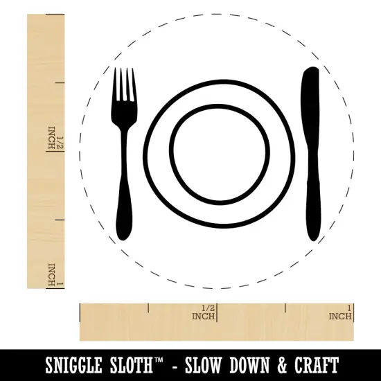 Place Setting Fork Knife Plate Utensil Eating Sketch Rubber Stamp for Stamping Crafting Planners {1}