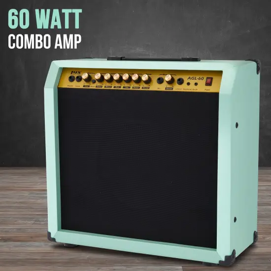 LyxPro Electric Guitar Amp, 60 Watt Portable Amplifier Green {3}