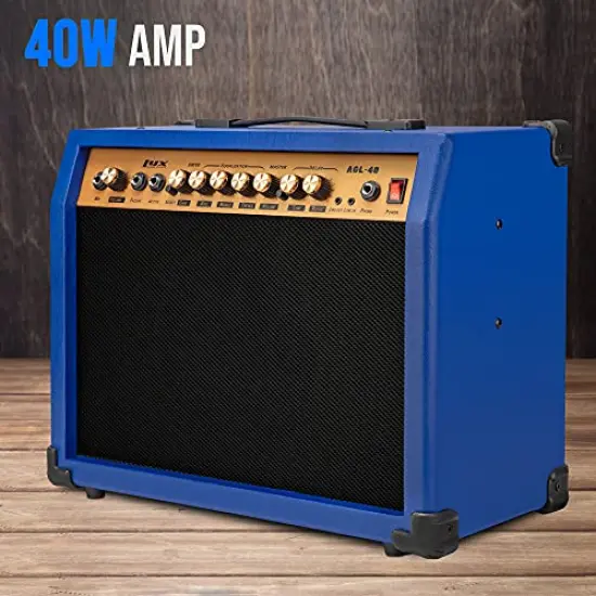 LyxPro Electric Guitar Amp, 40 Watt Portable Amplifier Blue {5}