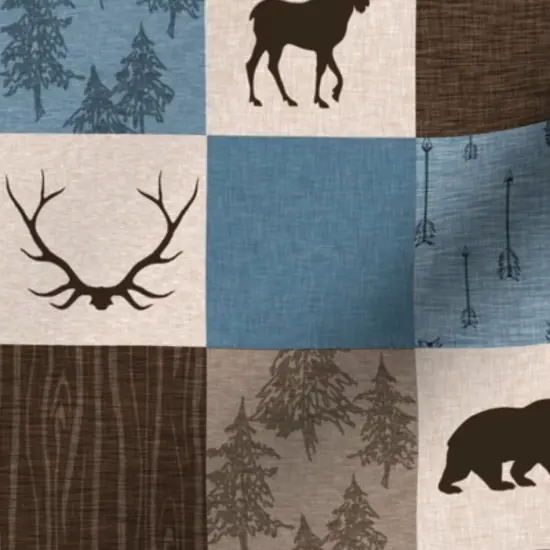 Various Fabrics by the Yard or Fat Quarter Brown Woodland Bears Patchwork Moose Antlers Wildlife Cabincore Tree Arrows Cheater Quilt Nature Cabin Custom Printed Fabric by Spoonflower {7}