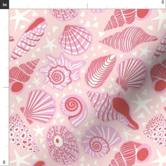 Various Fabrics by the Yard or Fat Quarter Coastal Shells Blush Pink Beach Summer Nautical Maritime Medium Scale Custom Printed Fabric by Spoonflower {4}
