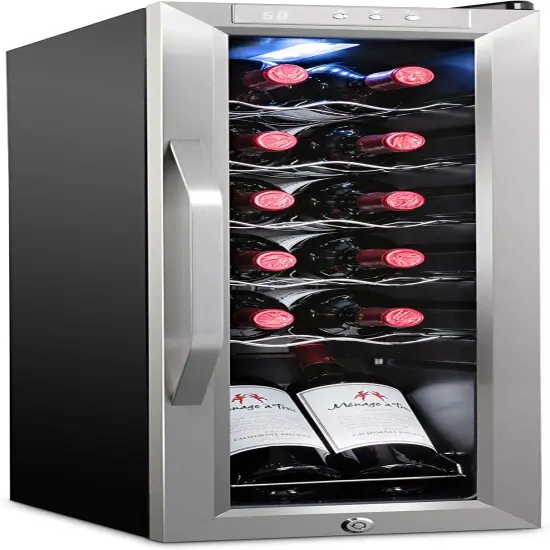 Ivation Stainless Steel Wine Cooler, Large Freestanding Wine Fridge with Lock {1}