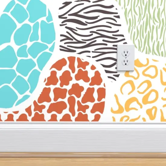 Pre-Pasted Wallpaper 2FT Wide Abstract Jungle Animal Nature Zebra Leopard Cow Kitsch Custom Pre-pasted Wallpaper by Spoonflower {4}