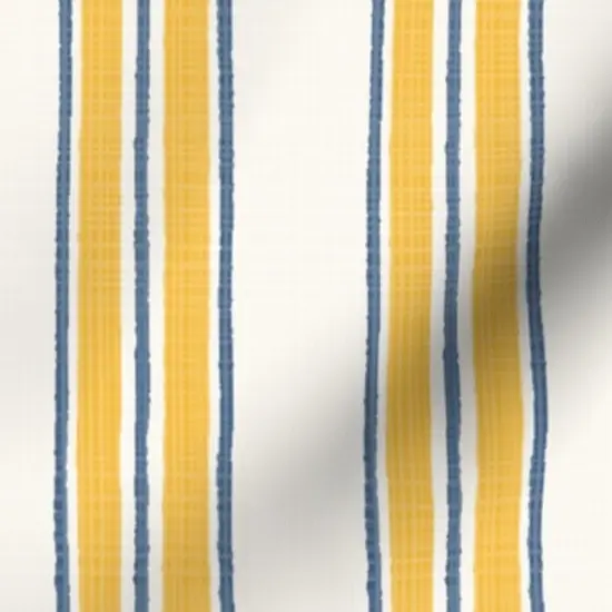 Various Fabrics by the Yard or Fat Quarter Ticking Stripe Traditional Classic Timeless Blue Yellow Cream Custom Printed Fabric by Spoonflower {7}