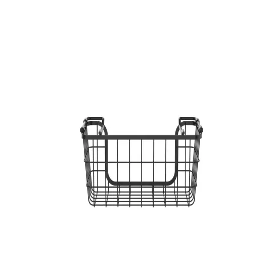 Oceanstar Stackable Metal Wire Storage Basket Set for Pantry, Countertop, Kitchen or Bathroom, Black, Set of 3 {5}