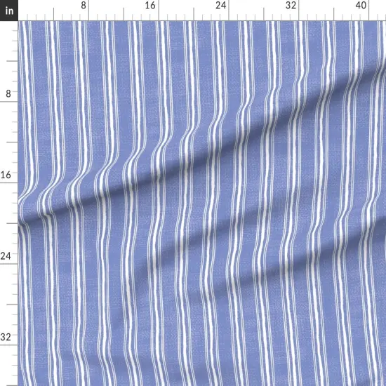Various Fabrics by the Yard or Fat Quarter Blue Summer Contemporary And White Vertical Stripes Thin Modern Beach Costal Boho Chic Custom Printed Fabric by Spoonflower {1}
