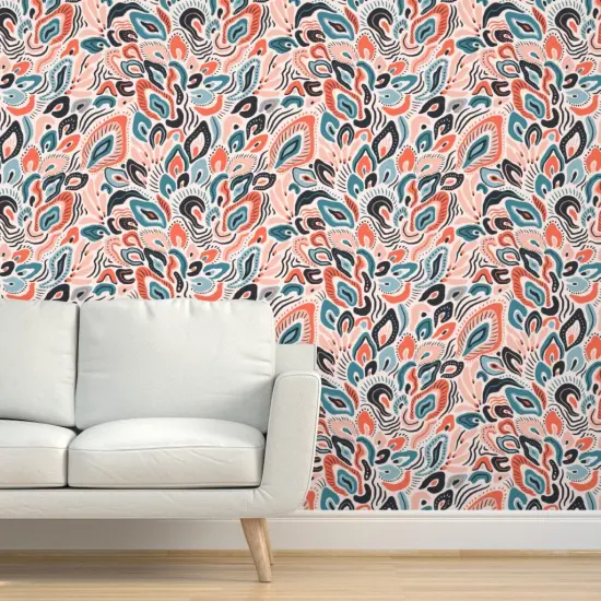 Peel & Stick Wallpaper 2FT Wide Animal Print Abstract Insect Butterflies Wing Custom Removable Wallpaper by Spoonflower {5}