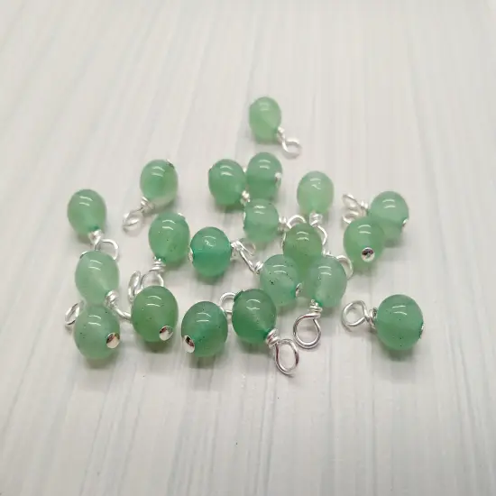 Green Aventurine 6mm Bead Dangles, Small Gemstone Charms, 10 pieces, Adorabilities {3}