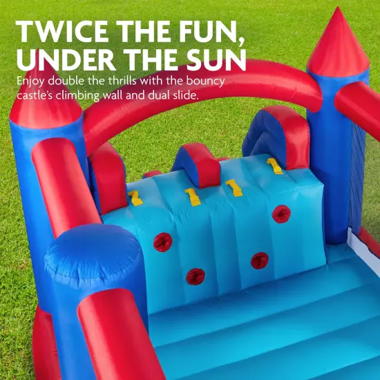 Sunny & Fun Bounce House, Inflatable Bounce House with Slide with Included Air Pump & Carrying Case Blue {3}