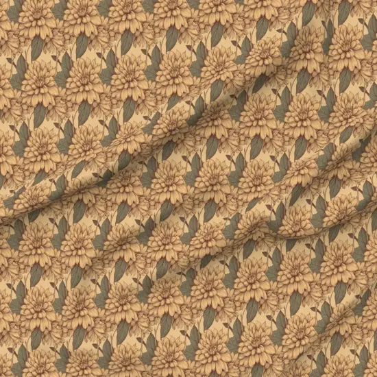 Various Fabrics by the Yard or Fat Quarter Vintage Botanical Gold Flowers Retro Garden Dahlia Warm Floral Custom Printed Fabric by Spoonflower {6}