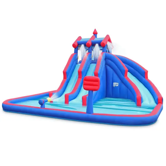 Sunny & Fun Inflatable Kids Backyard Triple Water Slide Castle Park {1}