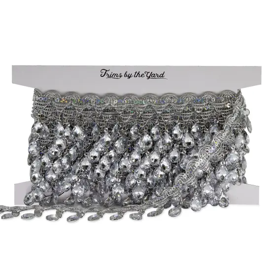 5yards of Genie Dance Teardrop Rhinestone Trim | 5 yard cut Silver {3}
