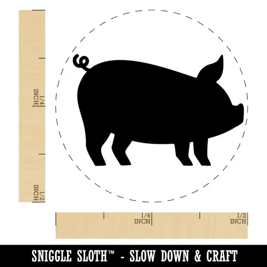 Pig Sideview Farm Animal Self-Inking Rubber Stamp Ink Stamper for Stamping Crafting Planners Pink {1}