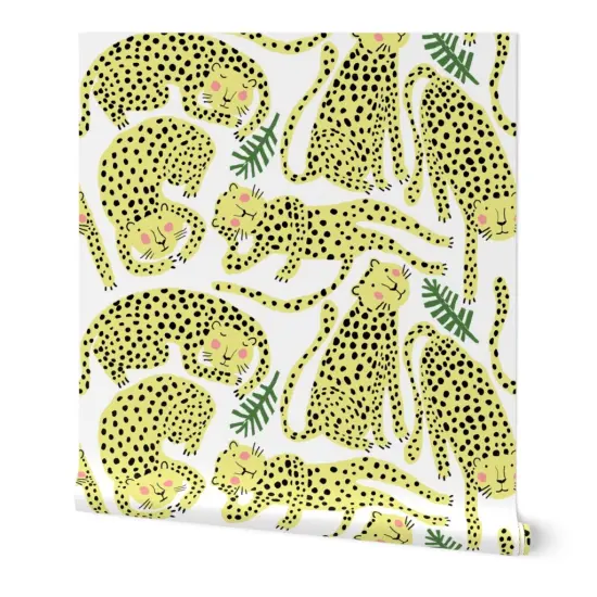 Peel & Stick Wallpaper 2FT Wide Animal Print Cheetah Leopard Jaguar Jungle Cute Kids Room Cats Tropical Safari Custom Removable Wallpaper by Spoonflower {7}