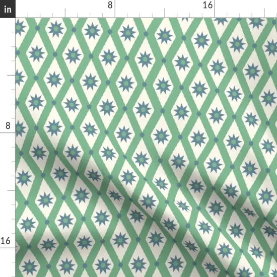 Various Fabrics by the Yard or Fat Quarter Vintage Green Diamond Plaid Retro Blue Geometric Mod Custom Printed Fabric by Spoonflower {2}