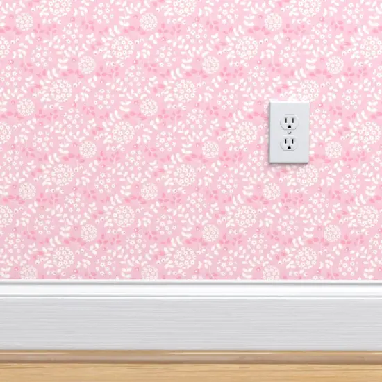 Peel & Stick Wallpaper 2FT Wide Floral Geometric Garden Nouveau Japon Blue Pink White Custom Removable Wallpaper by Spoonflower {4}