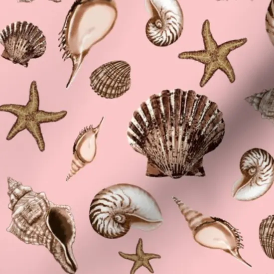 Various Fabrics by the Yard or Fat Quarter Shells Under The Sea Ocean Nautical Beach Coastal Starfish Nautilus Marine Life Crustaceans Custom Printed Fabric by Spoonflower {7}