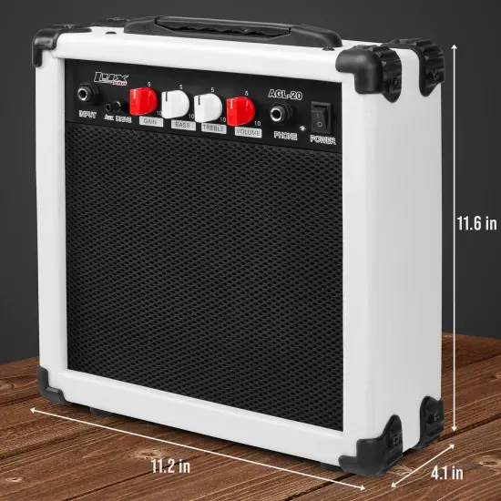 LyxPro Electric Guitar Amp, 20w Portable Mini Amplifier White {4}