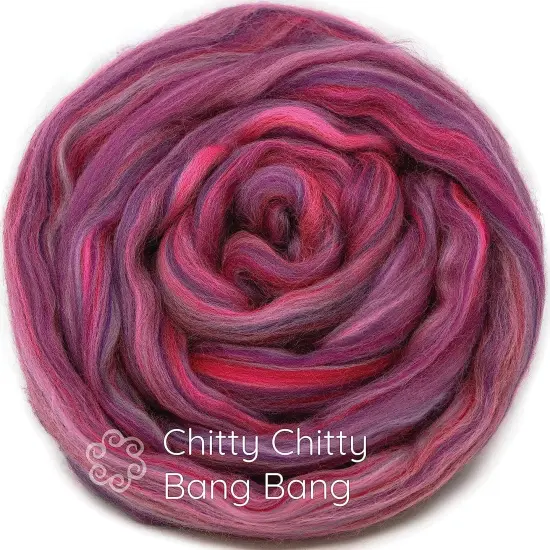 100% Merino Wool Roving. Soft Colorful Combed Top Roving for Felting, Spinning, Fiber Arts. Chitty Chitty {1}