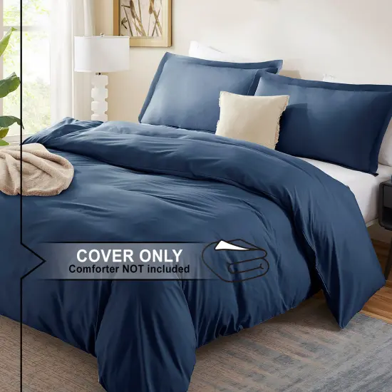 Nestl Double Brushed Microfiber Duvet Cover Set Navy Blue {2}