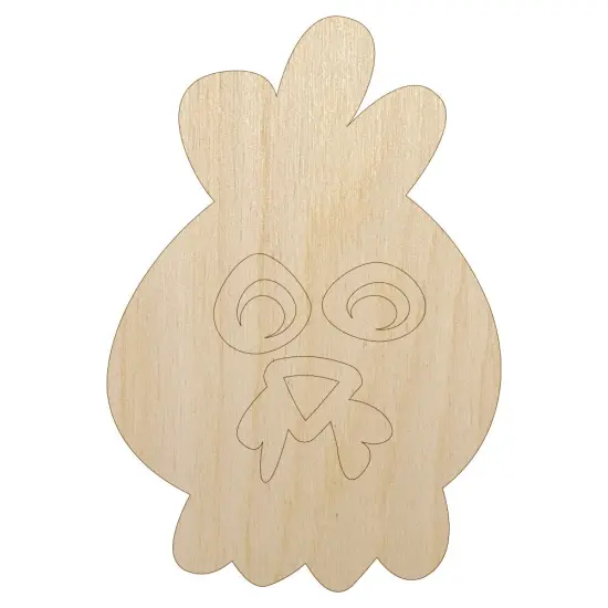 Chicken Rooster Face Doodle Unfinished Wood Shape Piece Cutout for DIY Craft Projects {7}