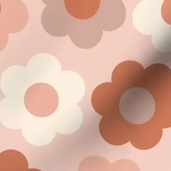 Various Fabrics by the Yard or Fat Quarter Retro Floral Terracotta Cream 1970S Blush Pink Midcentury Custom Printed Fabric by Spoonflower {7}