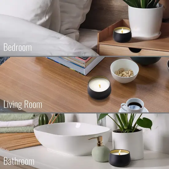 Pavelle Black Candle Container Tins, 24 Metal Tin Containers with Lids for DIY Candle Making {5}