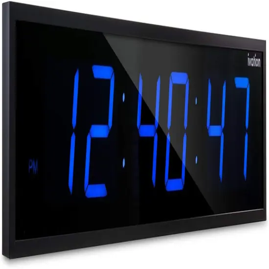 Ivation Huge 30 Inch Large Big Oversized Digital LED Wall Clock Blue {1}