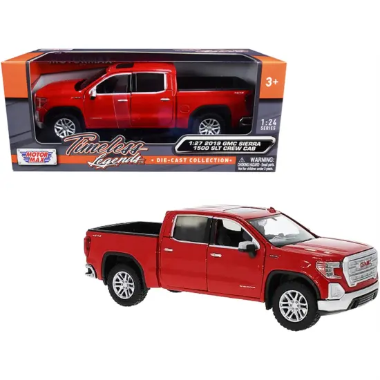 2019 Gmc Sierra 1500 Slt Crew Cab Pickup Truck Red 1/24-1/27 Diecast Model Car By Motormax {1}