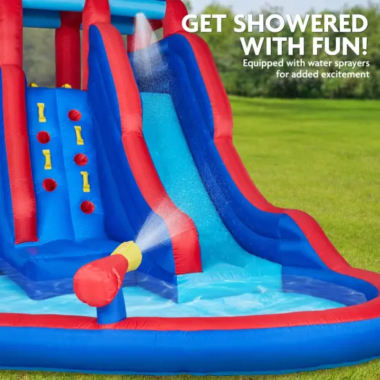 Sunny & Fun Inflatable Kids Backyard Double Water Slide Park with Pool {4}