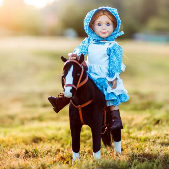 The Queen's Treasures 18 Inch Doll Clothes 4 Piece Blue Calico Dress {5}