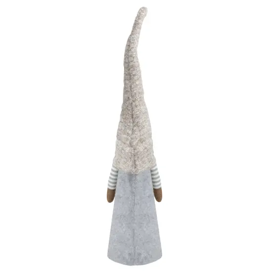 Northlight Tall Cone Gnome with Buttoned Plaid Christmas Tree Figure - 21" - Beige and Gray {6}