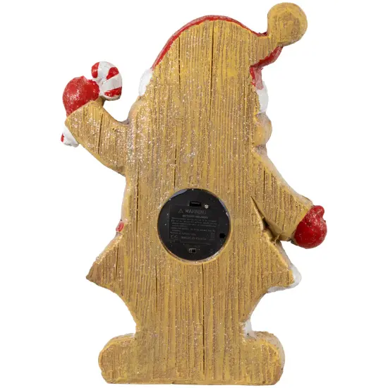 Northlight LED Lighted Gingerbread Santa with Candy Cane Christmas Figure - 15" Brown {7}