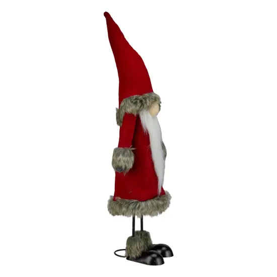 Northlight Standing Santa Gnome with Faux Fur Christmas Figurine - 17" - Red {4}