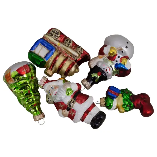 Northlight 5ct Vibrantly Colored Festive Holiday Christmas Figurine Ornaments 3.5" Multi {4}