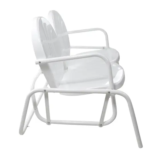 Northlight 48.25" Outdoor Retro 2-Person Metal Tulip Double Glider Patio Chair, White {5}